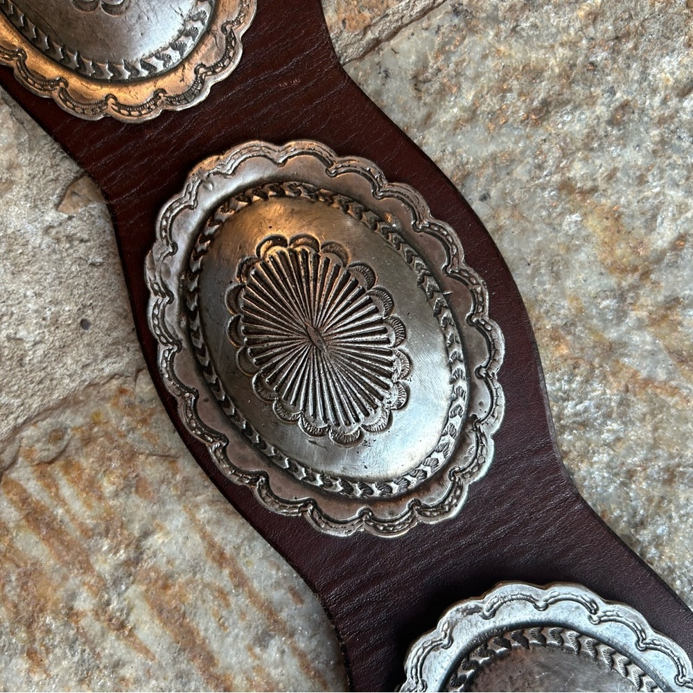 Chunky leather concho belt